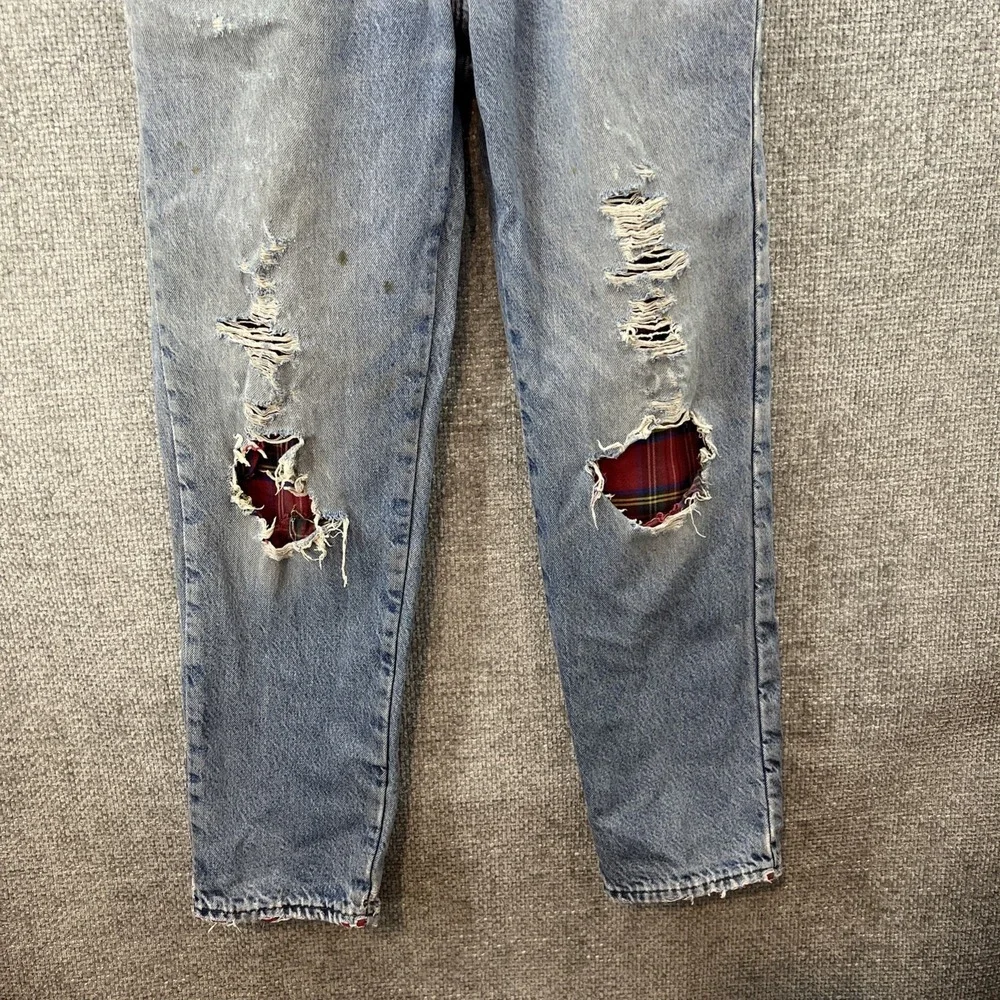 LL Bean Flannel lined Jeans distressed 34x32 (Fits 32x29.50) Made in‎ USA Ripped
